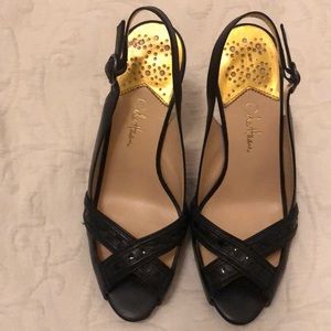 Cole Haan Black platform sling backs